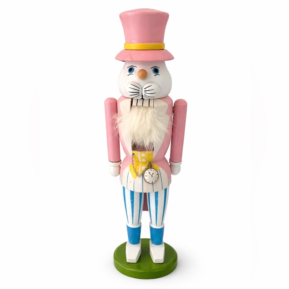 Erzgebirge Easter Rabbit Nutcracker 12.5” Pastel German Wooden Vintage Rare - Picture 1 of 11